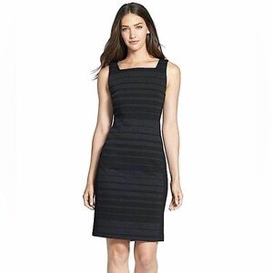 Eileen Fisher Stripe Square Neck Ponte Sheath Dress